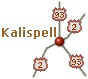 Road routes to Kalispell, Montana