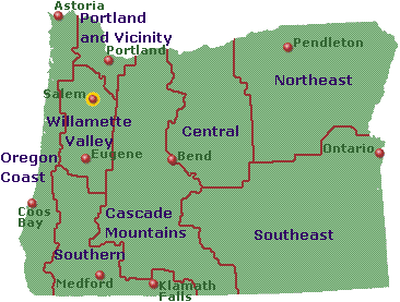 Map of Oregon Tourism regions