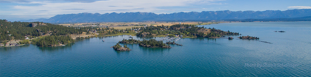 Aerial shot of Flathead Lake.
