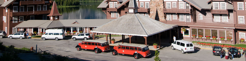 Lodging offers red bus tours at Glacier National Park