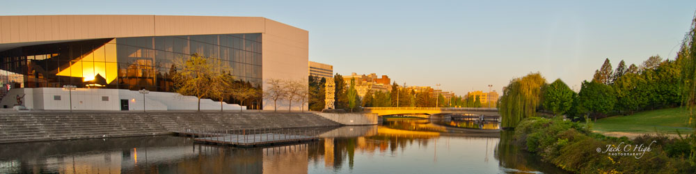 Rear view of the INB Performing Arts Center in downtown Spokane