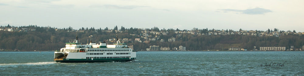 Ferry leaving Seattle in Puget Sound
