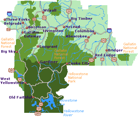 South Central Montana City and Highway Map at GoNorthwest.com